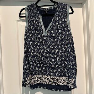 Lucky Brand Blue and White Sleeveless Blouse